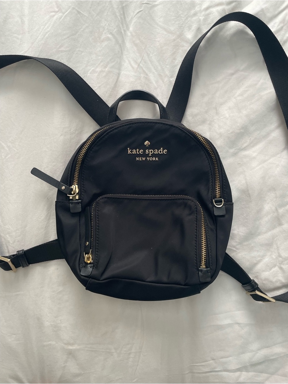 kate spade black mini nylon backpack with gold hardware